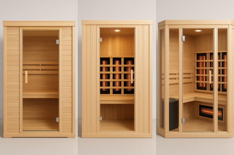 Finská sauna se skleněnými dveřmi – příklad umístění v rodinném domě.